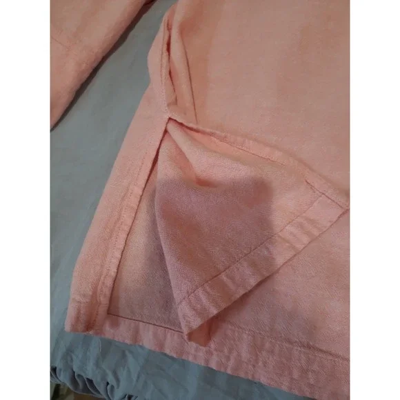 Old Navy Women SZ L Peach Linen blend popover Tunic Top lagonlook boho casual‎ - Picture 9 of 12